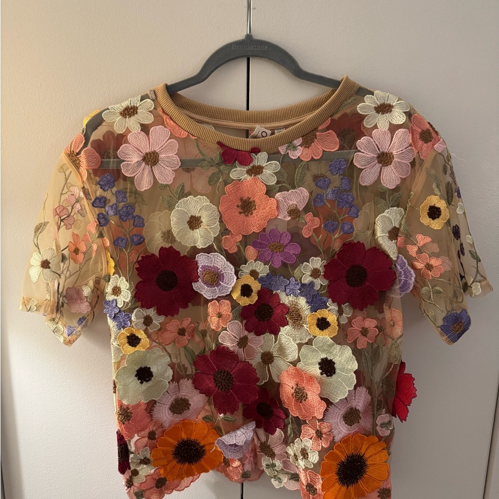Floral Embroidered Sheer Top by Dolan NWT
